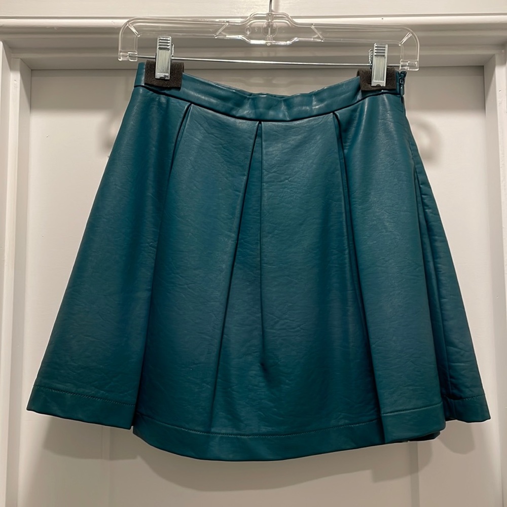 Vegan Green Leather Mini Skirt